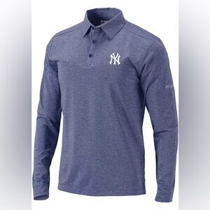COLUMBIA XL YANKEES MENS NAVY BLUE HEATSEAL OMNI-WICK PIN HIGH LONG SLEEVE POLO